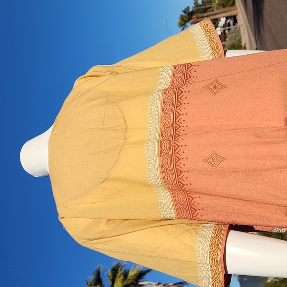 EGYPT Kaftan Maxi Dress XL Nightgown Batik Embroidered Egyptian Loungewear - Picture 7 of 15